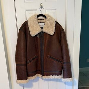 Todd Snyder Brown Shearling Bomber Jacket